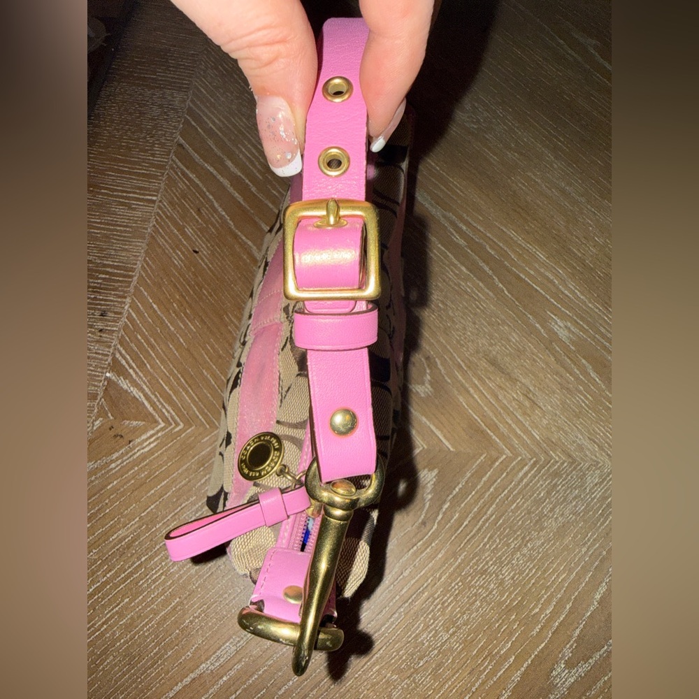 Coach Pink And Tan Signature Demi Bag - Picture 3 of 8